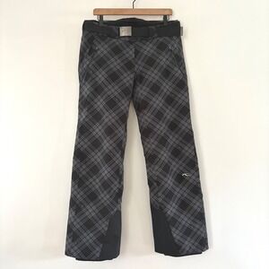 Kjus Womens Ski Snow Pants Plaid Check Belted 40(L) Dermizax EV Waterproof